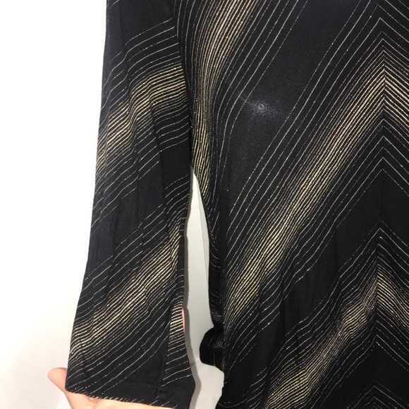🧩Soma Black Gold Glitter StripedRayon Loungewear - Picture 4 of 10